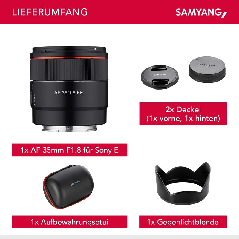 Samyang AF 35mm F1,8 FE für Sony E-Mount Vollformat & APS-C, ultra leichtes Weitwinkelobjektiv mit 6