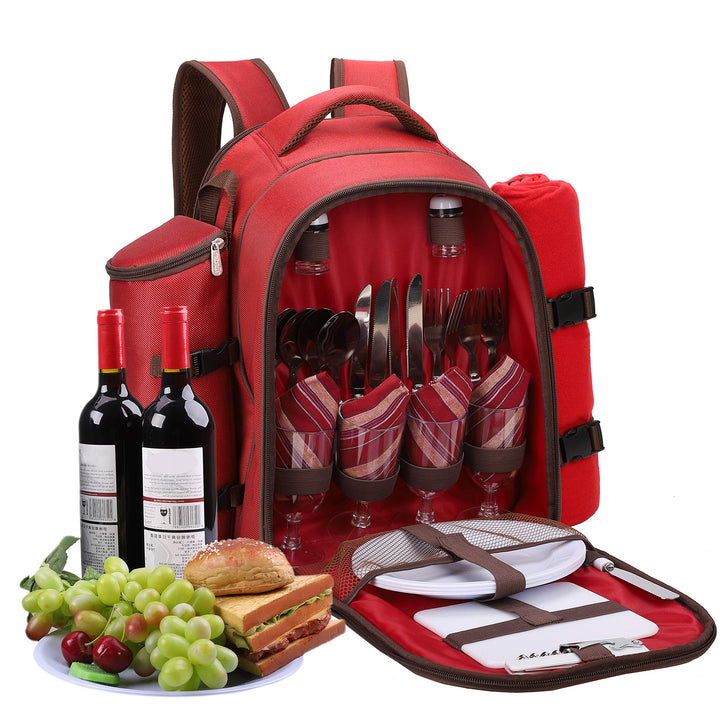 apollo walker 4 Person Picknick Rucksack Hamper Kühltasche mit Geschirr Set & Decke Rot-4