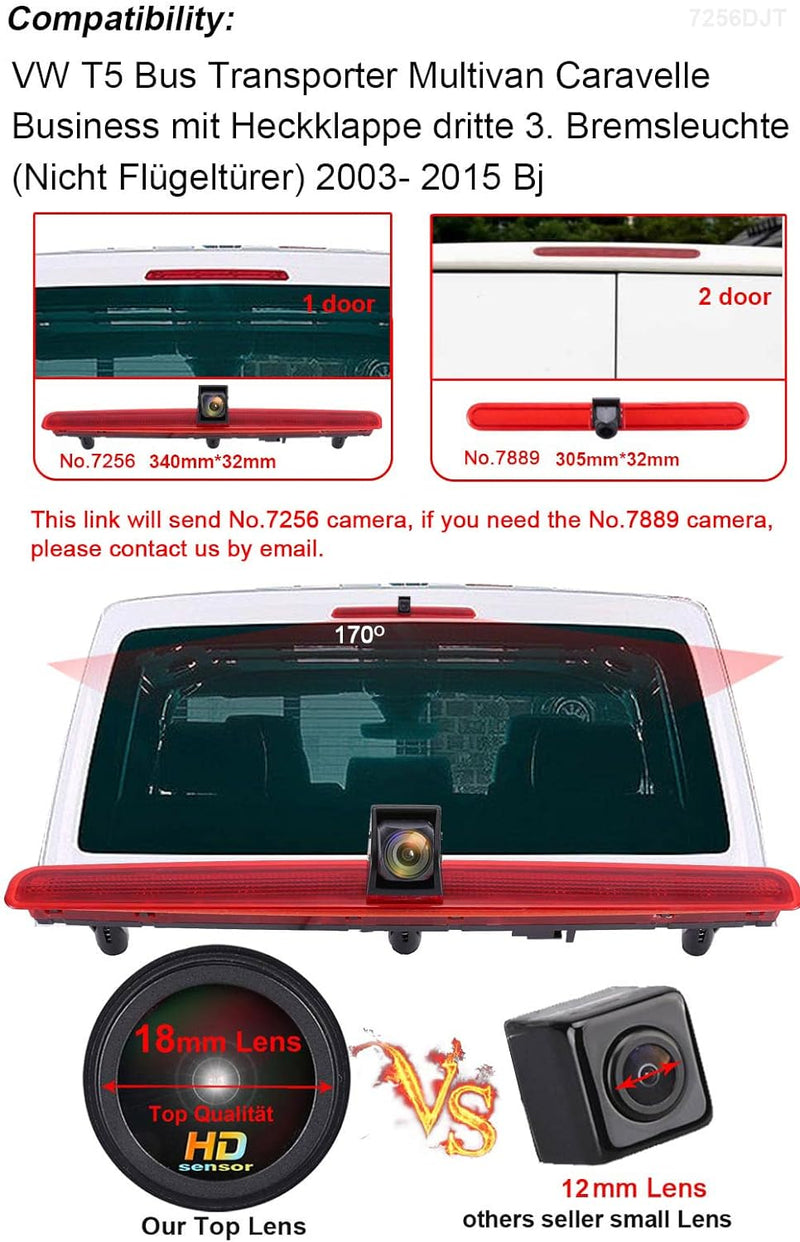 18mm Linse Top Qualität Auto Drittes Dach Original-Bremslicht-Rückfahrkamera, Ersatz für VW T5 Bus T