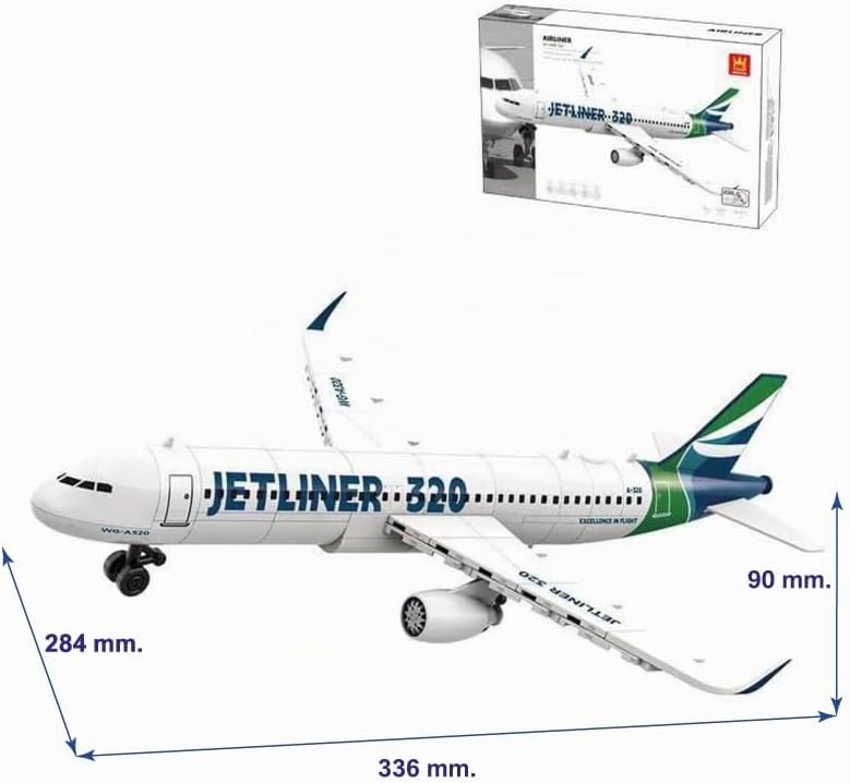 WANGE Airbus A320 Modell zum Bauen mit Bausteinen. Vielseitiges, effizientes Kurzstrecken-Passagierf