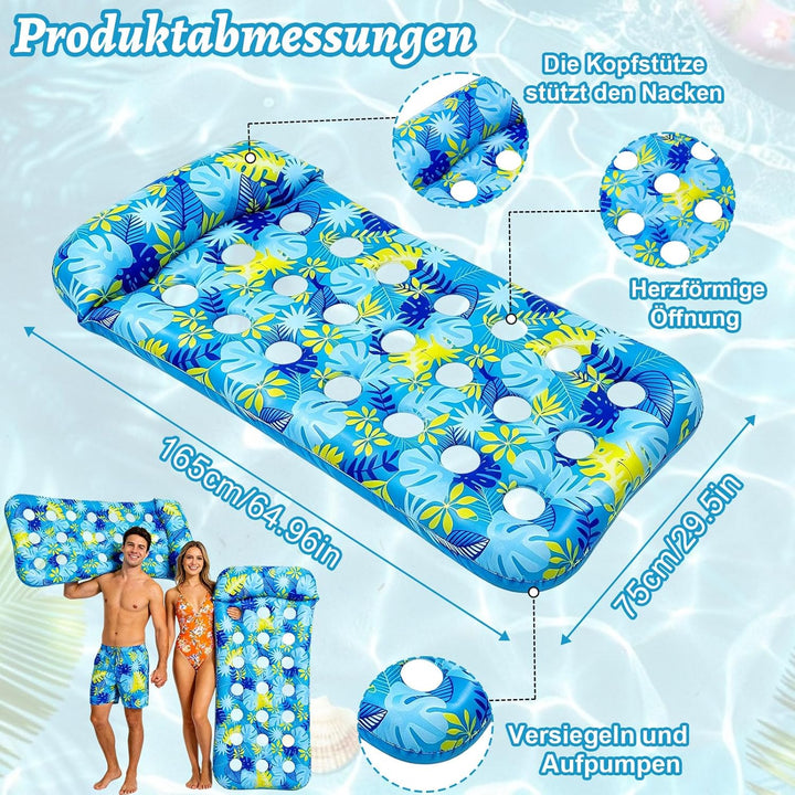 Luftmatratze Pool, Floaty Schwimmmatratze Mit Kopfstütze Erwachsene Schwimmende Wasserspass Schwimme