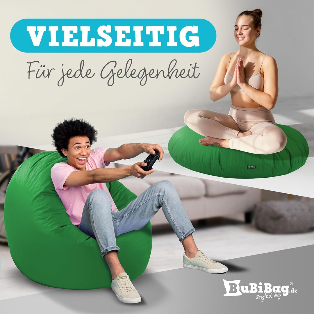 BuBiBag 2in1 Sitzsack L - XXL mit Füllung für Kinder & Erwachsene, Gaming Beanbag & Bodenkissen für