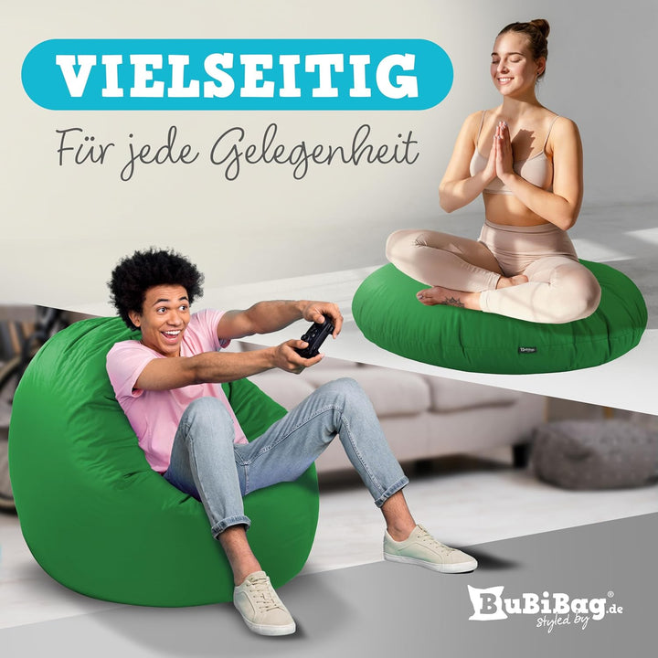 BuBiBag 2in1 Sitzsack L - XXL mit Füllung für Kinder & Erwachsene, Gaming Beanbag & Bodenkissen für