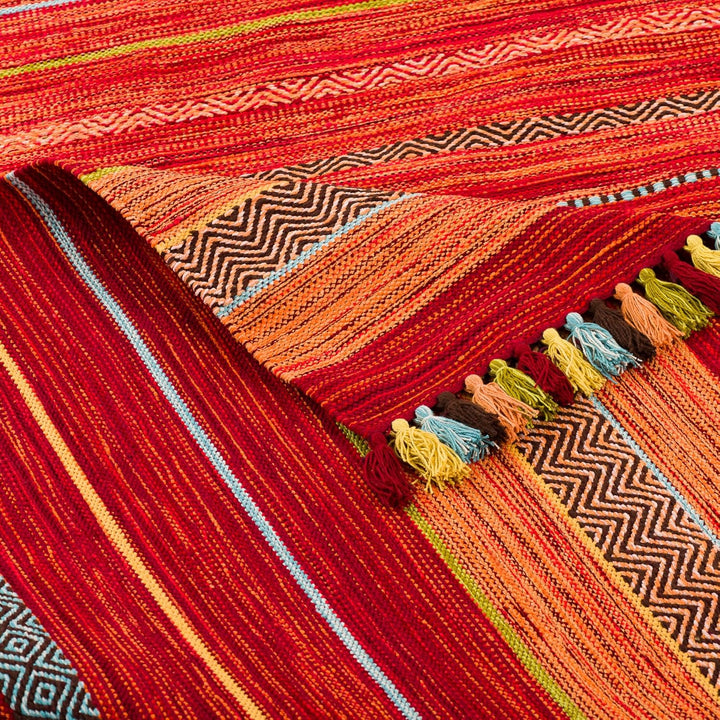 Natur Teppich Bauwolle Kelim Kalleen Rot in 6 Grössen 90x160 cm, 90x160 cm