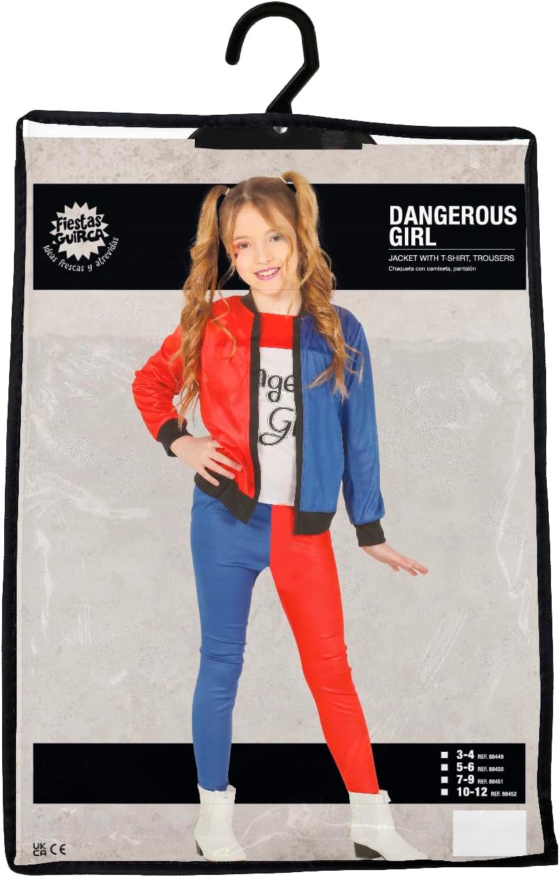 FIESTAS GUIRCA | Dangerous Girl Kinderkostüm - T-Shirt, Jacke und Hose - Superhelden- und Bösewicht