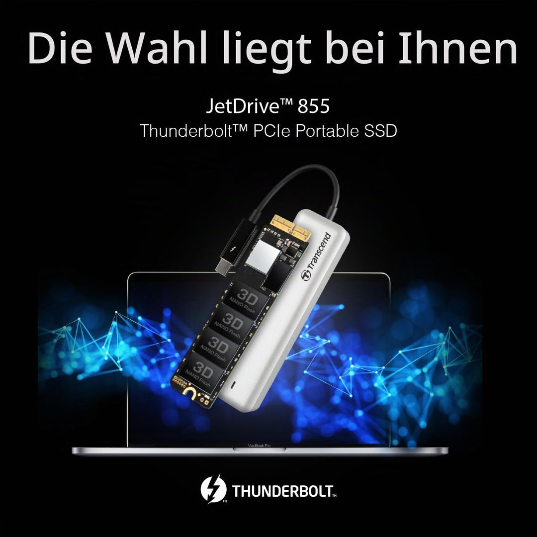 Transcend 480GB Highspeed JetDrive Thunderbolt PCIe™ Gen3 x4 Portable SSD Speichererweiterung für Ma