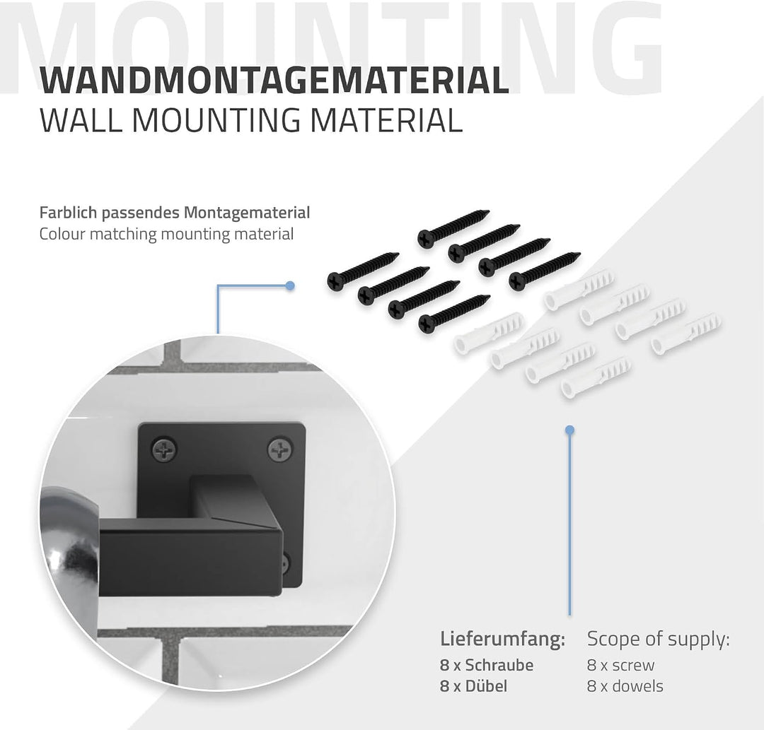 ML-Design Kleiderstange Rechteck für die Wand, T30cm x B90cm, Schwarz, aus Stahl, rostfrei, Garderob