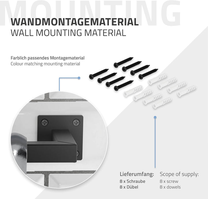 ML-Design Kleiderstange Rechteck für die Wand, T30cm x B90cm, Schwarz, aus Stahl, rostfrei, Garderob