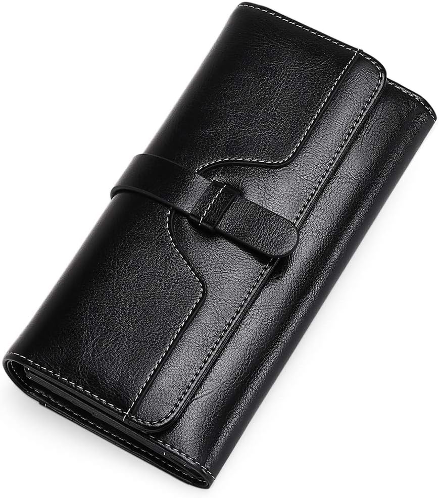 SENDEFN Portemonnaie Damen Gross, RFID-Blockade Damen Geldbörse, Grosse Leder Geldbörse für Damen mi