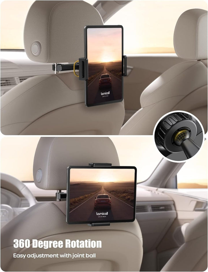 Lamicall Tablet Halterung Auto, Tablet Kopfstützenhalter - 2024 Universal KFZ Halter für iPad Pro 9.