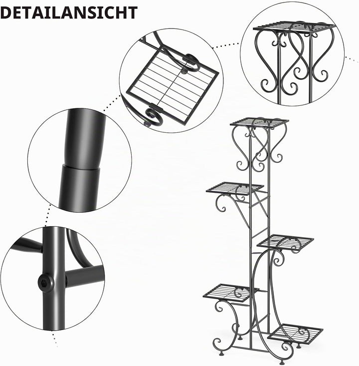 unho Blumentreppe Blumenregal mit 5 Ablagen aus Metall Blumenständer Blumenregal Pflanzentreppe 107