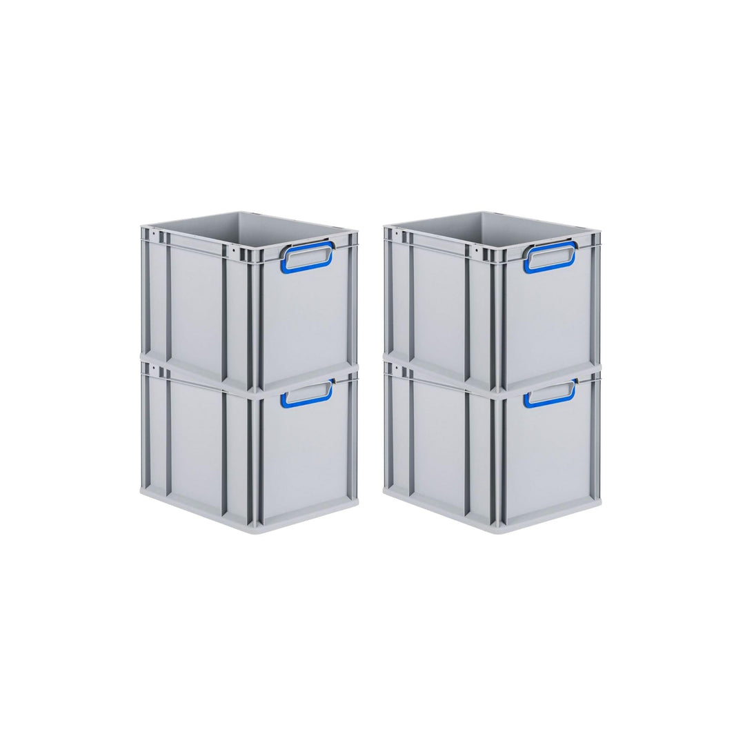 SuperSparSet 4x Eurobox NextGen Color | HxBxT 32x30x40cm | 30 Liter | Griffe blau geschlossen | Glat