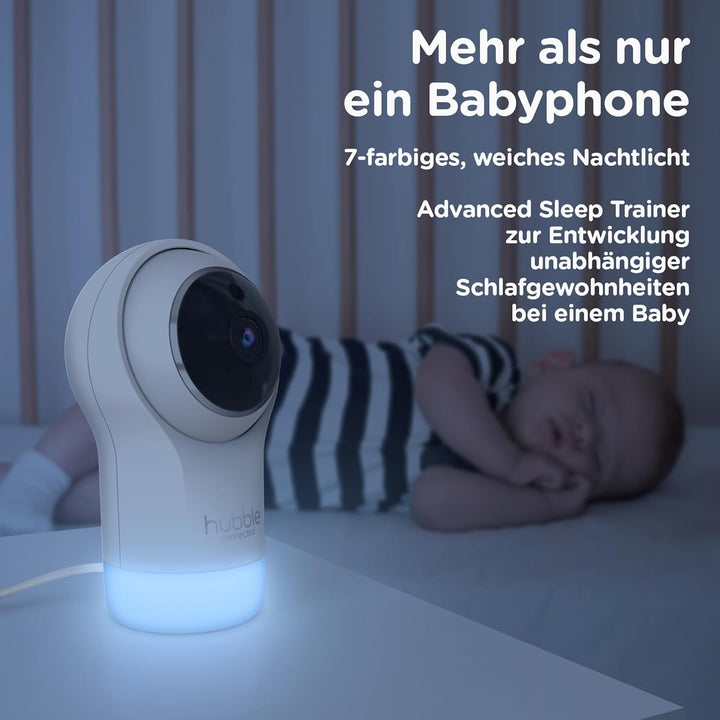 Hubble Connected Nursery Pal Glow, Babyphone mit Kamera, 7-Farben-Nachtlicht, Raumtemperatursensor,