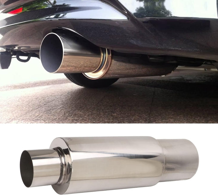 Aramox Auspuffresonator für Auto, Edelstahl Universal-Auspuffschalldämpfer Resonator 2,5 Zoll Einlas