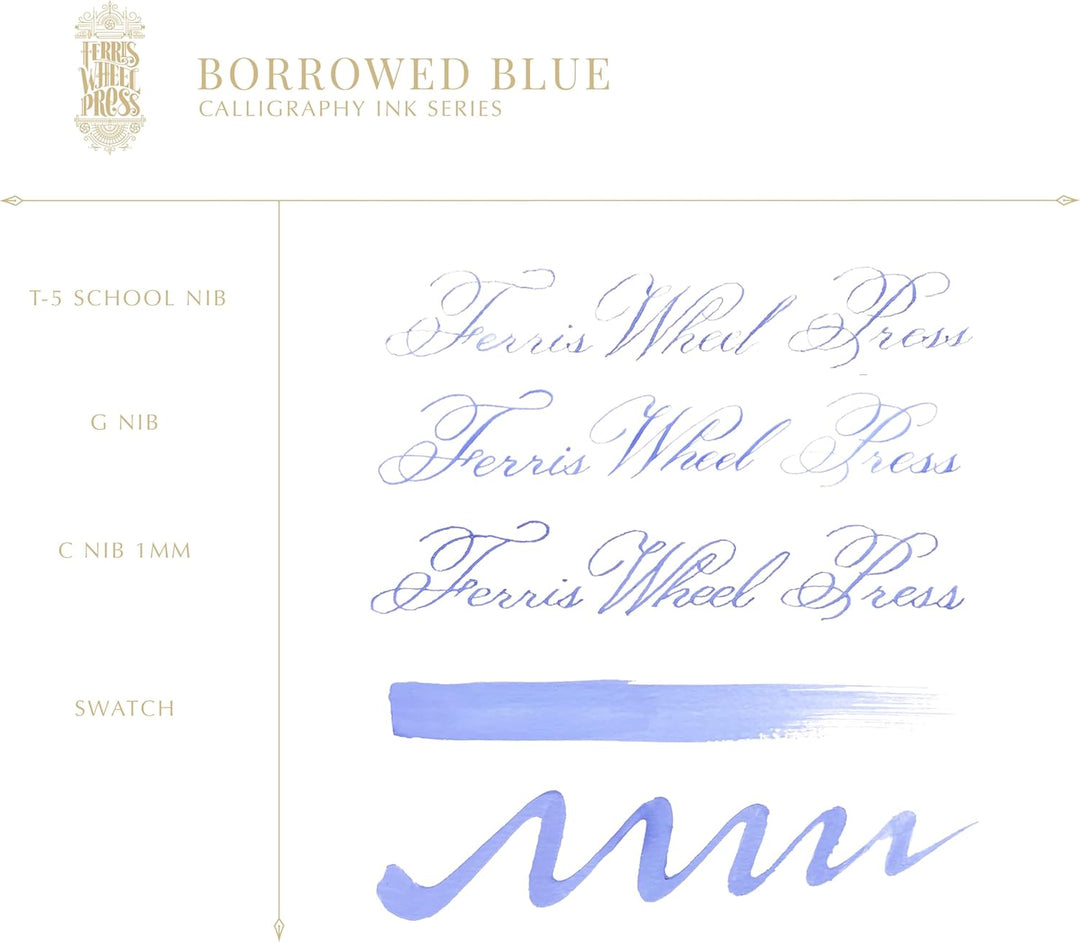 Ferris Wheel Press Calligraphy Ink |Borrowed Blue| 28ml Blue 28 ml, Blue 28 ml