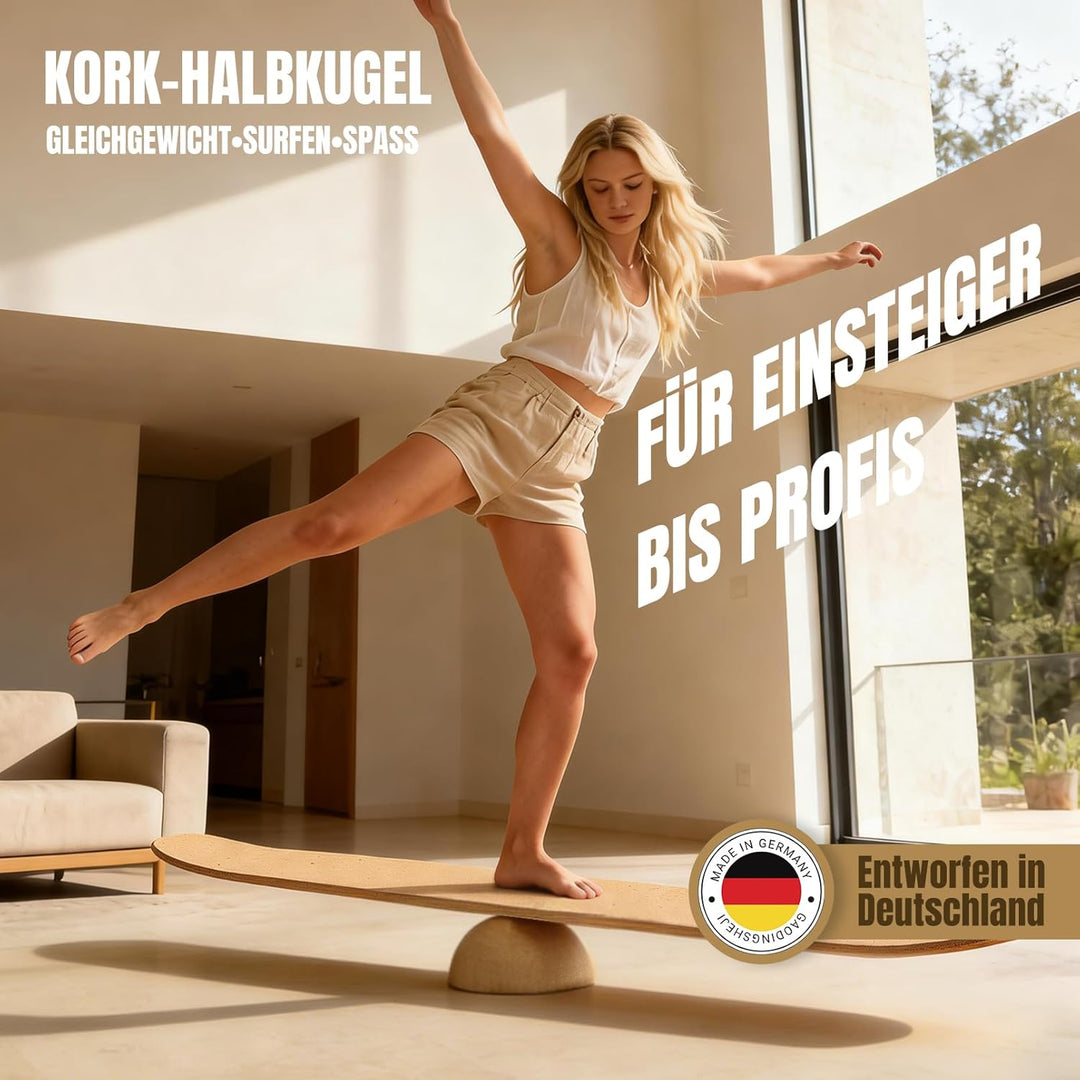 BRICH Kork Halbkugel für Balance Board Erwachsene passend für jedes Balance Board mit Ø 15cm & 7cm H