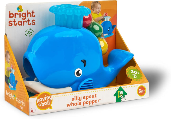 Bright Starts Silly Spout Whale Popper Ballspielzeug mit Musik Lichtern und 3 bunten Bällen, Mehrfar