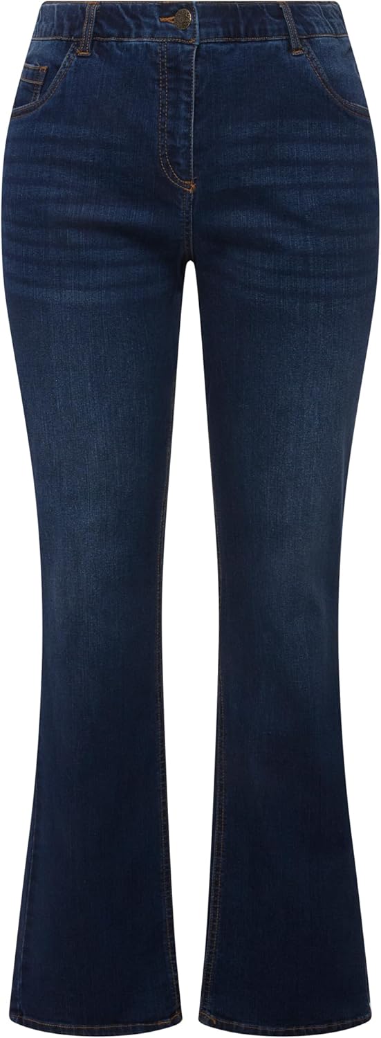 Ulla Popken Damen Hose Bootcut-Jeans 33W / 30L Blue Denim, 33W / 30L Blue Denim