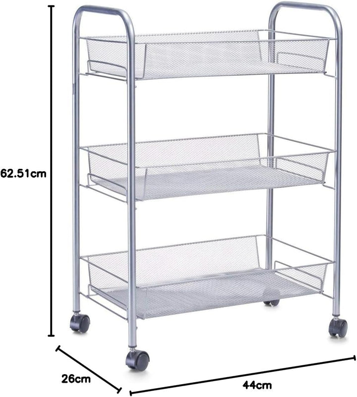 Zeller 17720 Etagen-Rollwagen Mesh 43.5 x 26 x 62.5 cm, grau, 1er Pack, Grau