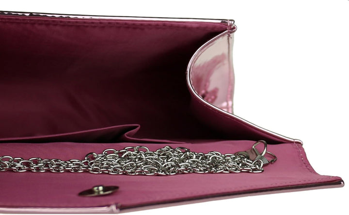 Girly Handbags Damen Clutch aus Kunstleder, glänzend Rose, Rose