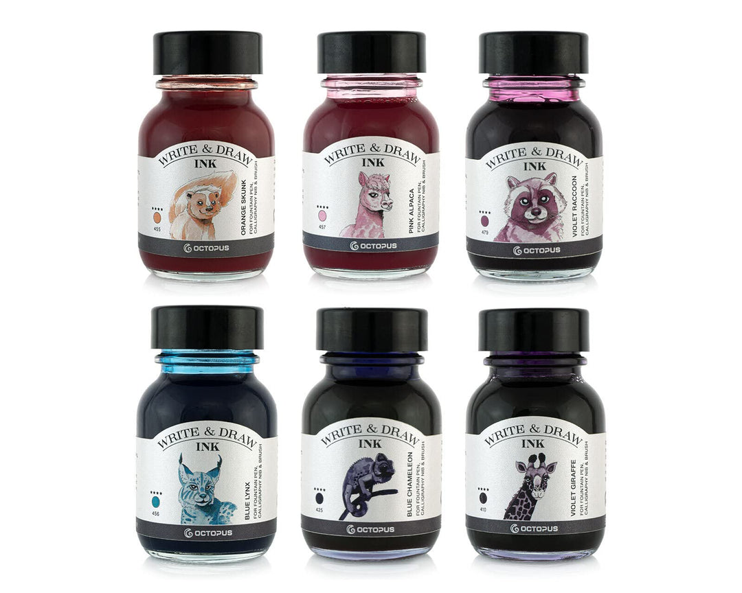 Octopus Write and Draw Ink Set HORIZON, wasserfeste Tinte zum Schreiben und Zeichnen, Kalligraphieti