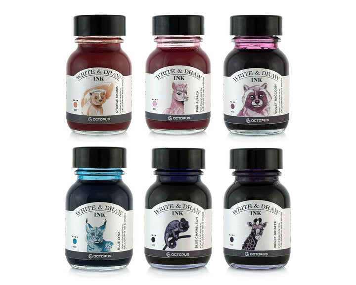 Octopus Write and Draw Ink Set HORIZON, wasserfeste Tinte zum Schreiben und Zeichnen, Kalligraphieti