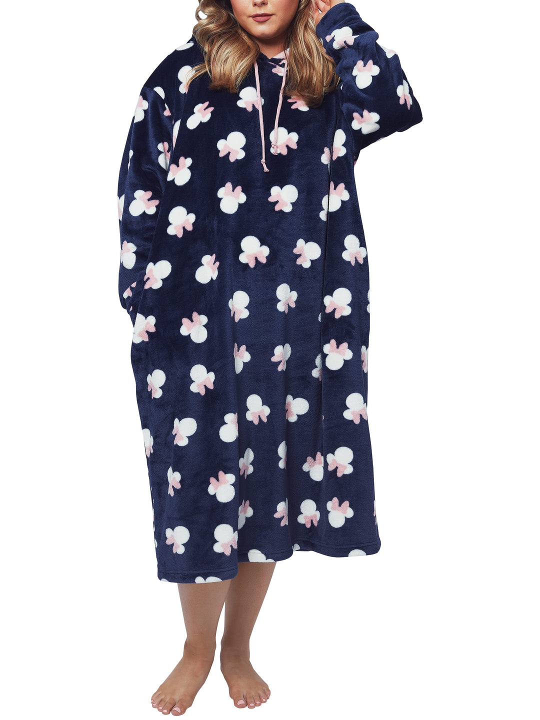 Disney Damen Bettdecke Kapuzenpullover Übergrosse Fleece Minnie Maus Blau Einheitsgrösse