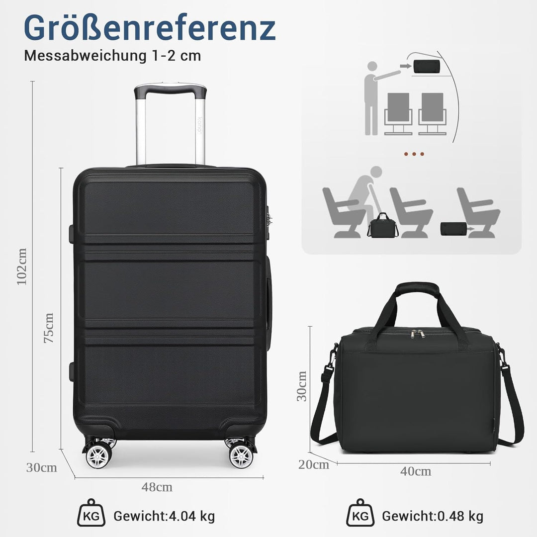 KONO Gross Rollkoffer Reisekoffer Set Gepäcksets 2 Teilig, 74cm Gross Trolley Koffer mit Ryanair Rei