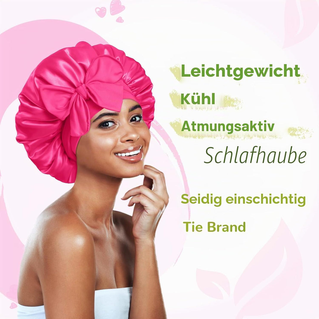 BONNET QUEEN Satin Seiden Schlafmütze Verstellbar Damen Herrn Motorhauben Nacht Haarpflege Schutz Ko