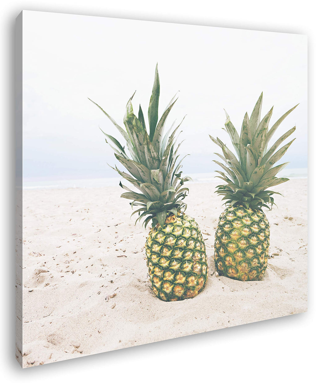 deyoli Ananas am Sandstrand Format: 70x70 als Leinwand, Motiv fertig gerahmt auf Echtholzrahmen, Hoc