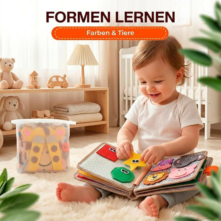 Quiet Book ab 1 Jahr – Montessori Busy Board aus Weichem Filz, Unkaputtbares Stoffbuch für Baby & Kl