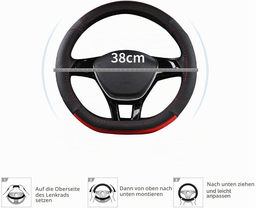 Ergocar Sport D-Form Auto Lenkradbezug Rutschfester Auto Lenkradschutz Mikrofaser PU Leder für Durch