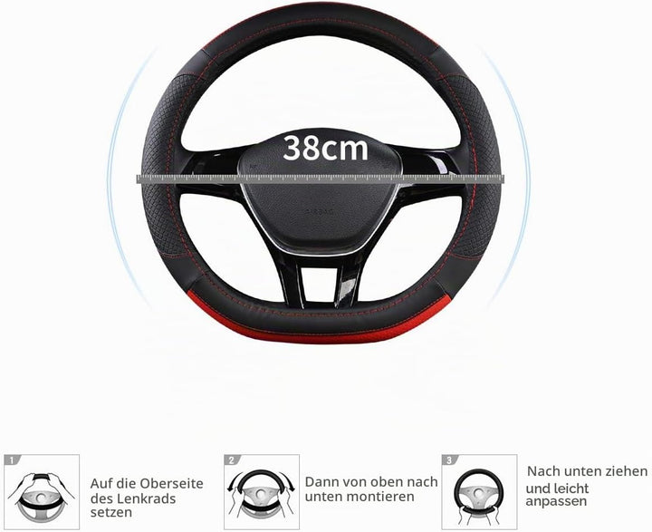Ergocar Sport D-Form Auto Lenkradbezug Rutschfester Auto Lenkradschutz Mikrofaser PU Leder für Durch