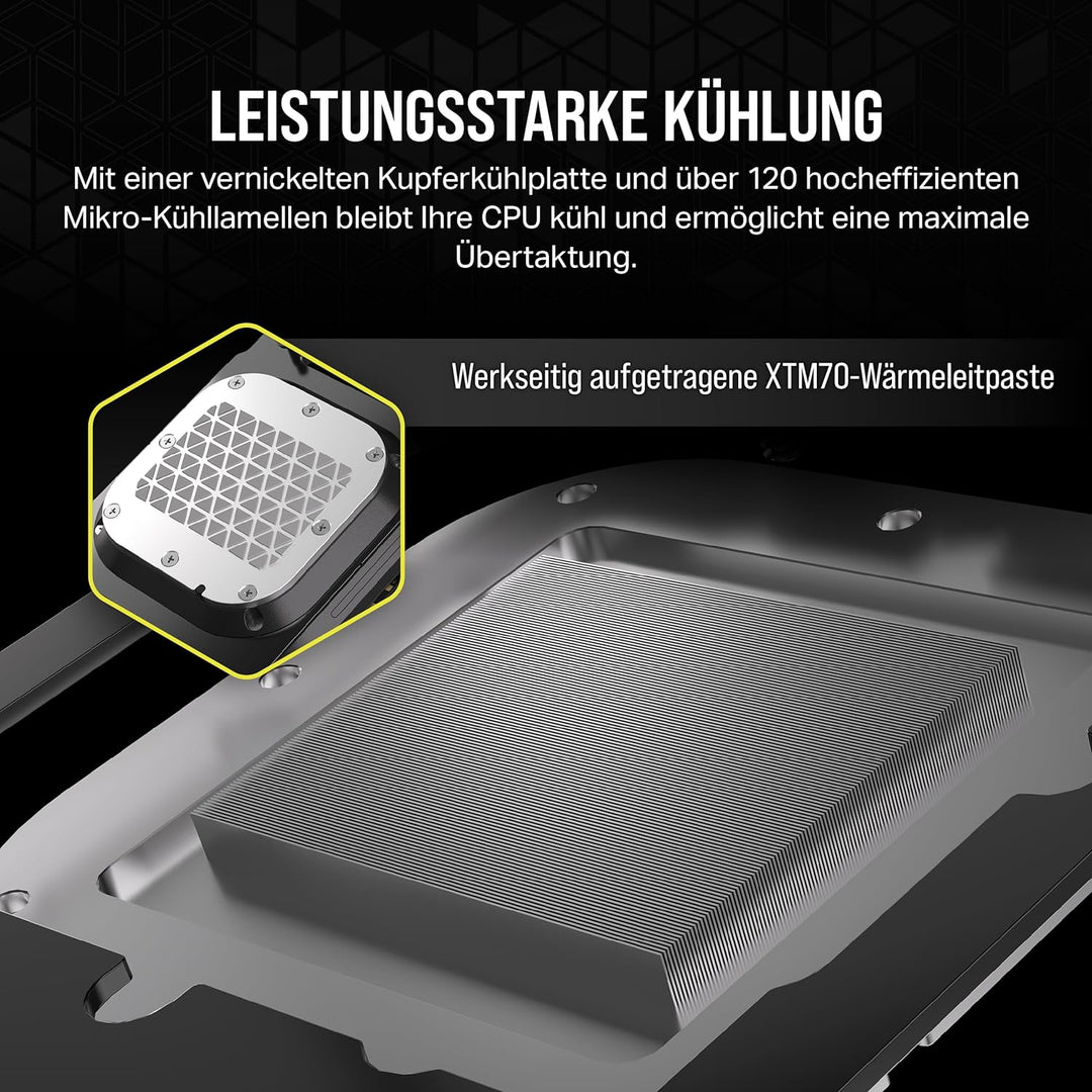 CORSAIR iCUE LINK XC7 RGB Elite CPU-Wasserkühler - Transparente Durchflusskammer - 24 RGB-LEDs - Kom