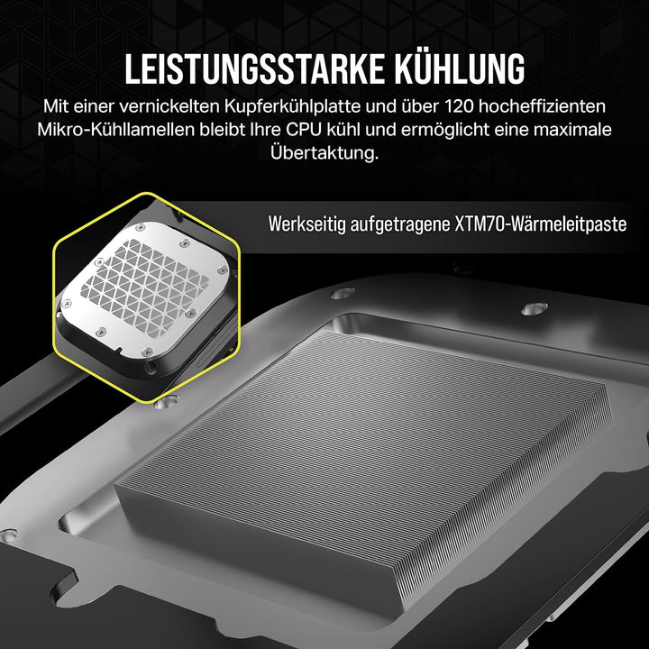 CORSAIR iCUE LINK XC7 RGB Elite CPU-Wasserkühler - Transparente Durchflusskammer - 24 RGB-LEDs - Kom