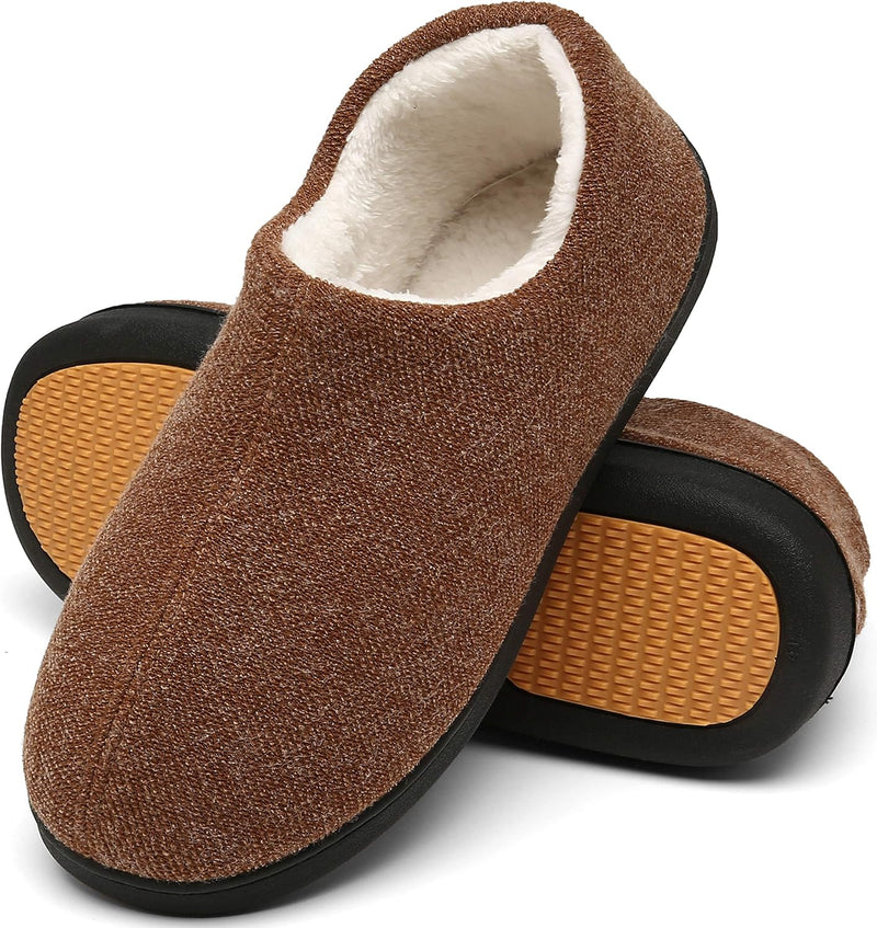Mishansha Herren Winter Warme Hausschuhe Memory Foam Plüsch Pantoffeln,Gr.39-48, Braun 39 EU