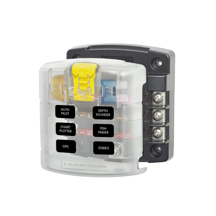Blue Sea Systems ST Flachsicherungsblock 6 Schaltkreise mit Abdeckung, 6 Schaltkreise mit Abdeckung