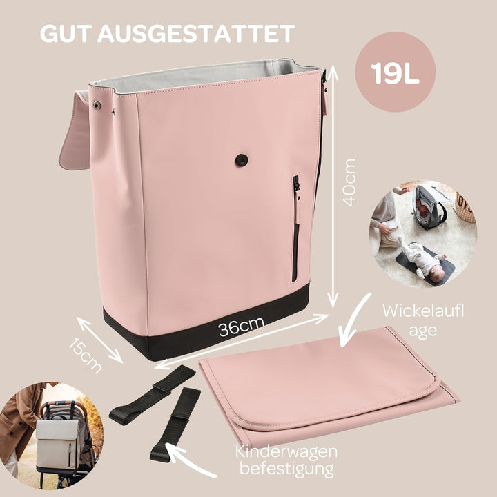 Béaba, Wickeltasche, Rucksack, Wasserdicht Altrosa, Altrosa