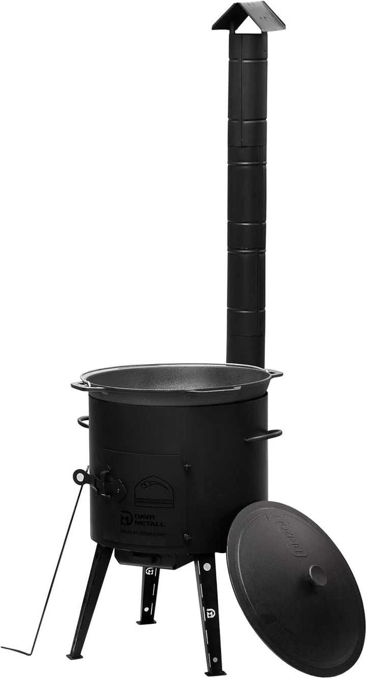 Ø36 Uchag 2mm stahl Utschak mit Abzugsrohr Utschag Campingofen 8L Gusseisen Kazan mit Gusseisen Deck