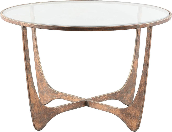 Art Déco Couchtisch Beistelltisch Maxim Copper Metall Glas