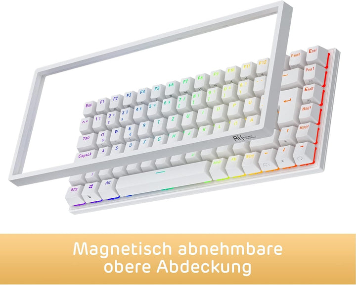 RK ROYAL KLUDGE RK84-DE 75% Gaming-Tastatur, 85 Tasten Kompakte TKL , Bluetooth Mechanische , Roter