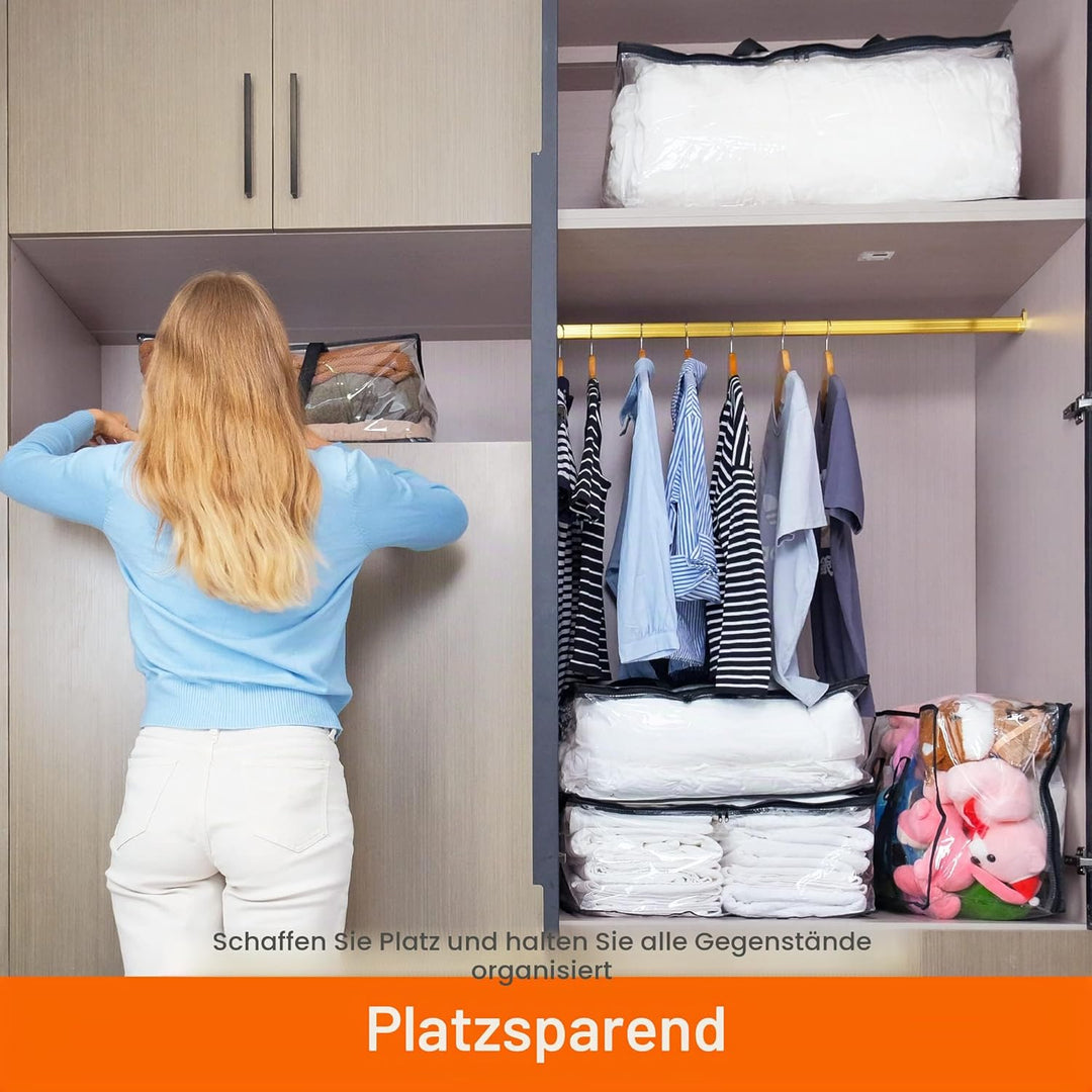 Vieshful 3 Stück Transparente Plastik Aufbewahrungstasche, 40L Organizer Aufbewahrungsbox Kleiderauf