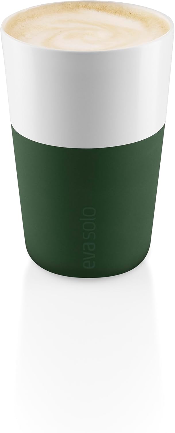 EVA SOLO | 2 Cafe Latte-Becher Emerald green |Gut zu halten durch Silikonbeschichtung | Emerald gree