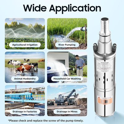180 W Tauchpumpe DC 12 V Tiefbrunnenpumpe 1.2 m³/h Brunnenpumpe 20 m Rohrpumpe Solar Tauchpumpe Geei