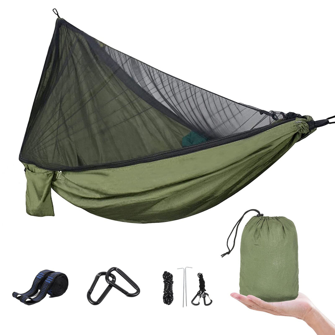UPhitnis Hängematte Outdoor mit Moskitonetz 600lb Traglast Atmungsaktiv Ultraleicht Fallschirm Nylon