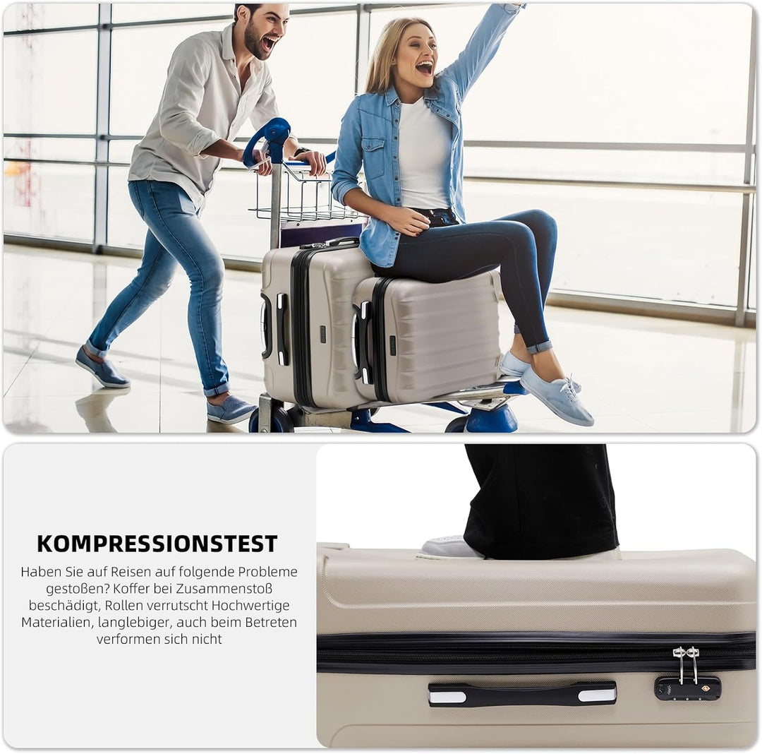 BEIBYE TSA-Schloss 2080 Zwillingsrollen 3 TLG. Reisekofferset Koffer Kofferset Trolley Trolleys Hart