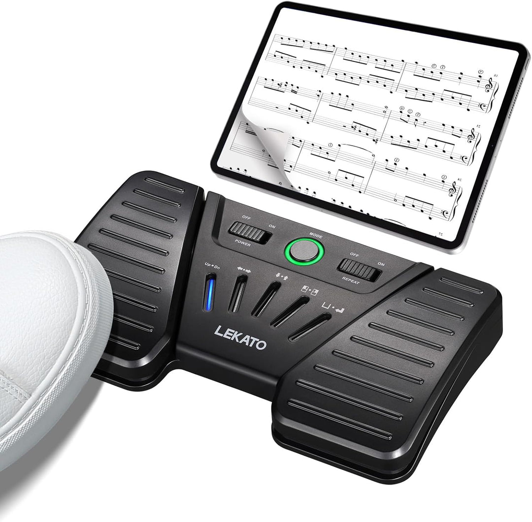 LEKATO Bluetooth Page Turning Pedal, Drahtloser Page Turner, Wiederaufladbarer Seitenwender für Smar