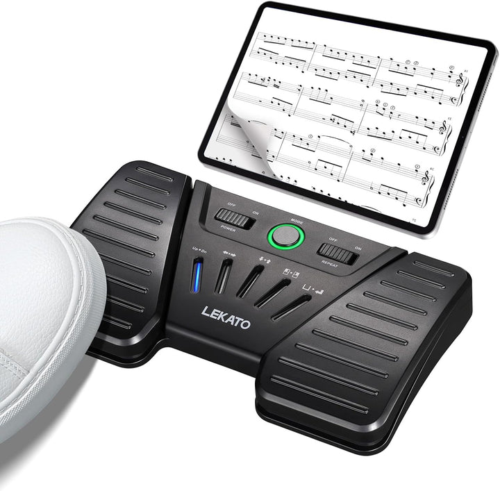 LEKATO Bluetooth Page Turning Pedal, Drahtloser Page Turner, Wiederaufladbarer Seitenwender für Smar