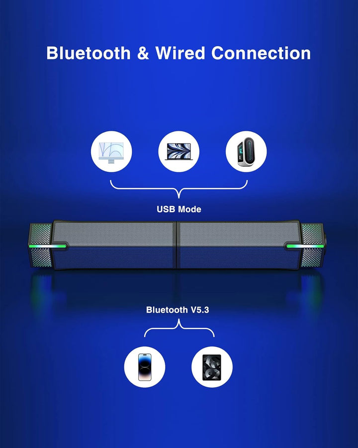Jeecoo M20 Computer PC Lautsprecher, Bluetooth Lautsprecher mit Beleuchtung, Abnehmbar Pc Soundbar B