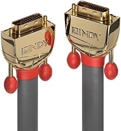 LINDY 36207 15m DVI-D DUAL Link Kabel, Gold Line grau 15m, grau 15m